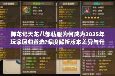 御龙记天龙八部私服为何成为2025年玩家回归首选?深度解析版本差异与升级策略 御龙记天龙八部私服为何成为2025年玩家回归首选?深度解析版本差异与升级策略