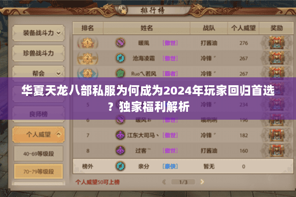 华夏天龙八部私服为何成为2024年玩家回归首选?独家福利解析 华夏天龙八部私服为何成为2024年玩家回归首选?独家福利解析