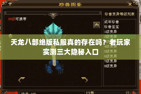 天龙八部绝版私服真的存在吗?老玩家实测三大隐秘入口 天龙八部绝版私服真的存在吗?老玩家实测三大隐秘入口