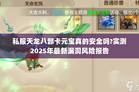 私服天龙八部卡元宝真的安全吗?实测2025年最新漏洞风险报告