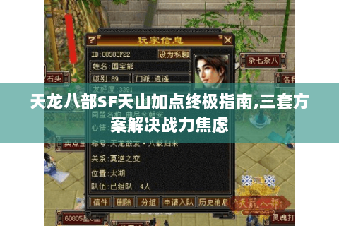 天龙八部SF天山加点终极指南,三套方案解决战力焦虑 天龙八部SF天山加点终极指南,三套方案解决战力焦虑