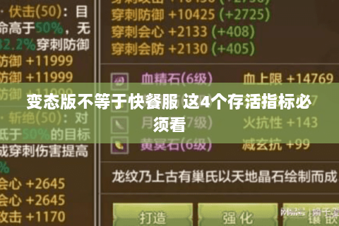 变态版不等于快餐服 这4个存活指标必须看 变态版不等于快餐服 这4个存活指标必须看