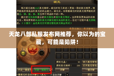 天龙八部私服发布网推荐，你以为的宝藏，可能是陷阱！