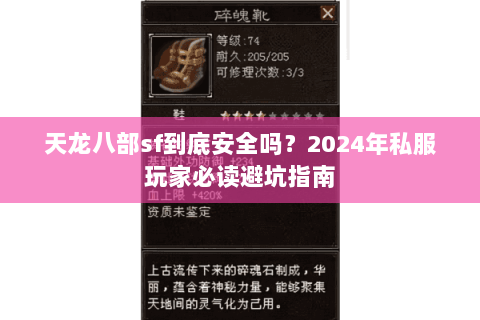 天龙八部sf到底安全吗？2024年私服玩家必读避坑指南