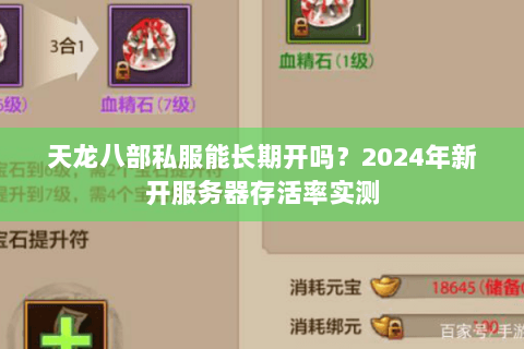 天龙八部私服能长期开吗?2024年新开服务器存活率实测 天龙八部私服能长期开吗?2024年新开服务器存活率实测
