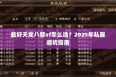 最好天龙八部sf怎么选？2025年私服避坑指南