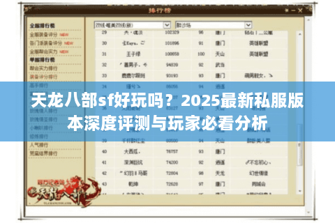天龙八部sf好玩吗？2025最新私服版本深度评测与玩家必看分析