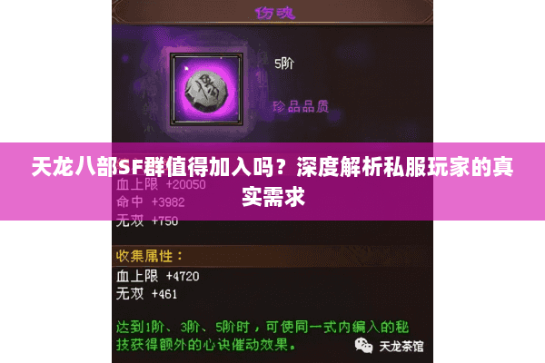 天龙八部SF群值得加入吗?深度解析私服玩家的真实需求 天龙八部SF群值得加入吗?深度解析私服玩家的真实需求