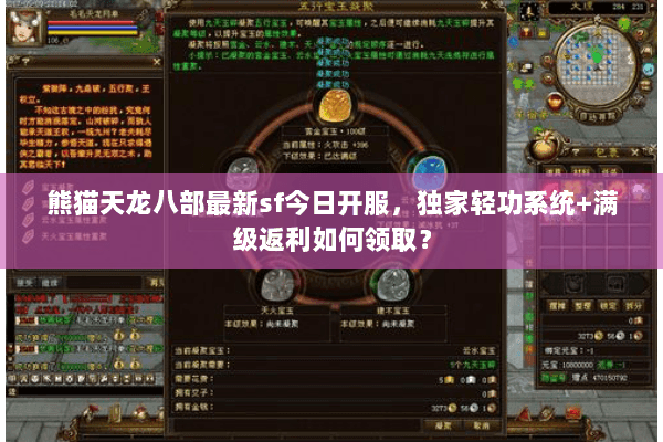 熊猫天龙八部最新sf今日开服，独家轻功系统+满级返利如何领取？