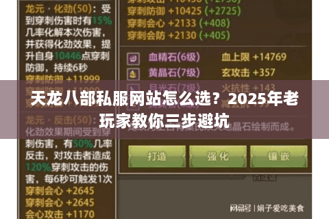 天龙八部私服网站怎么选?2025年老玩家教你三步避坑 天龙八部私服网站怎么选?2025年老玩家教你三步避坑