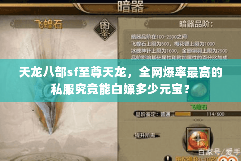 天龙八部sf至尊天龙,全网爆率最高的私服究竟能白嫖多少元宝? 天龙八部sf至尊天龙,全网爆率最高的私服究竟能白嫖多少元宝?