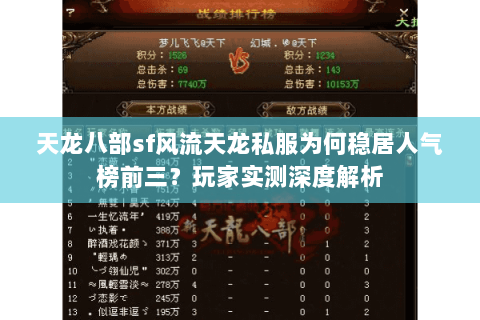 天龙八部sf风流天龙私服为何稳居人气榜前三?玩家实测深度解析 天龙八部sf风流天龙私服为何稳居人气榜前三?玩家实测深度解析