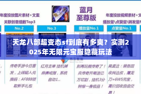 天龙八部超变态sf到底有多爽？实测2025年无限元宝服隐藏玩法