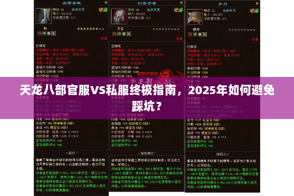 天龙八部官服VS私服终极指南,2025年如何避免踩坑? 天龙八部官服VS私服终极指南,2025年如何避免踩坑?