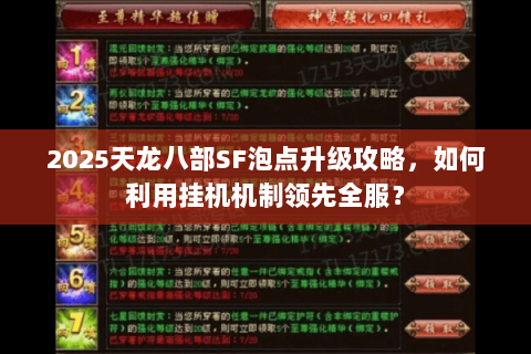 2025天龙八部SF泡点升级攻略，如何利用挂机机制领先全服？