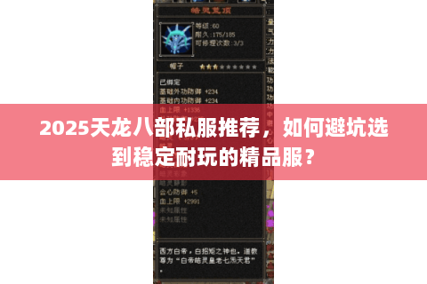 2025天龙八部私服推荐,如何避坑选到稳定耐玩的精品服? 2025天龙八部私服推荐,如何避坑选到稳定耐玩的精品服?
