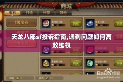 天龙八部sf投诉指南,遇到问题如何高效维权