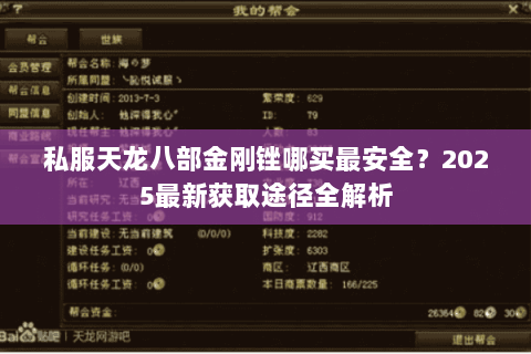 私服天龙八部金刚锉哪买最安全？2025最新获取途径全解析