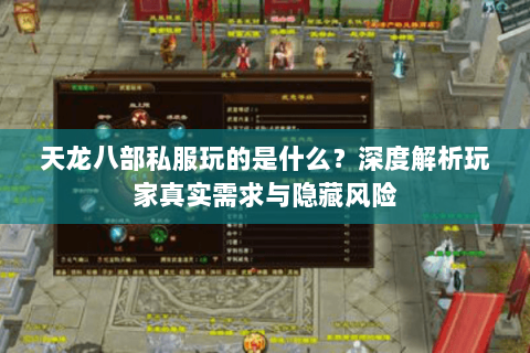 天龙八部私服玩的是什么?深度解析玩家真实需求与隐藏风险 天龙八部私服玩的是什么?深度解析玩家真实需求与隐藏风险