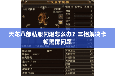 天龙八部私服闪退怎么办?三招解决卡顿黑屏问题 天龙八部私服闪退怎么办?三招解决卡顿黑屏问题