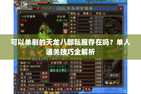 可以单刷的天龙八部私服存在吗?单人通关技巧全解析 可以单刷的天龙八部私服存在吗?单人通关技巧全解析