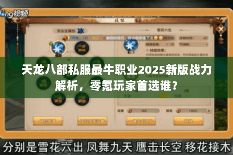 天龙八部私服最牛职业2025新版战力解析，零氪玩家首选谁？