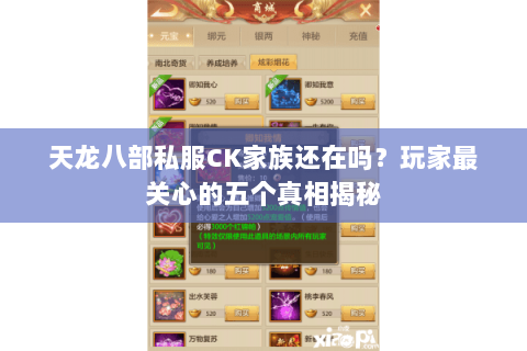 天龙八部私服CK家族还在吗？玩家最关心的五个真相揭秘