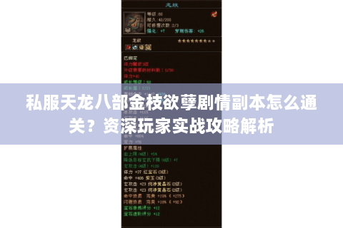 私服天龙八部金枝欲孽剧情副本怎么通关?资深玩家实战攻略解析 私服天龙八部金枝欲孽剧情副本怎么通关?资深玩家实战攻略解析