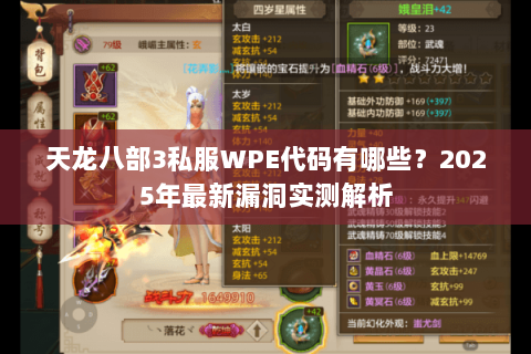 天龙八部3私服WPE代码有哪些？2025年最新漏洞实测解析