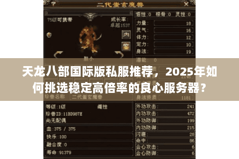 天龙八部国际版私服推荐,2025年如何挑选稳定高倍率的良心服务器? 天龙八部国际版私服推荐,2025年如何挑选稳定高倍率的良心服务器?