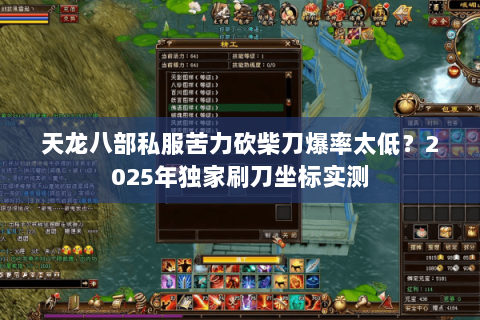 天龙八部私服苦力砍柴刀爆率太低？2025年独家刷刀坐标实测