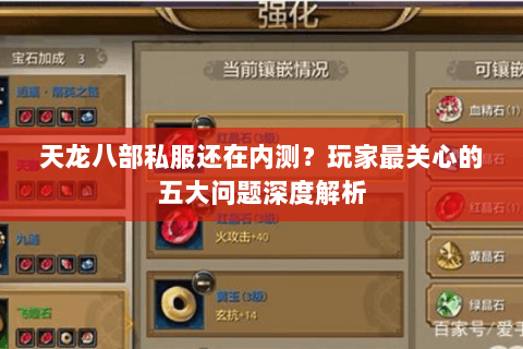 天龙八部私服还在内测?玩家最关心的五大问题深度解析 天龙八部私服还在内测?玩家最关心的五大问题深度解析