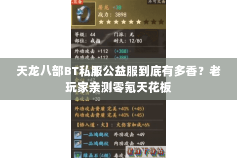 天龙八部BT私服公益服到底有多香?老玩家亲测零氪天花板 天龙八部BT私服公益服到底有多香?老玩家亲测零氪天花板