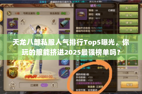 天龙八部私服人气排行Top5曝光,你玩的服能挤进2025最强榜单吗? 天龙八部私服人气排行Top5曝光,你玩的服能挤进2025最强榜单吗?