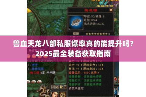 兽血天龙八部私服爆率真的能提升吗？2025最全装备获取指南