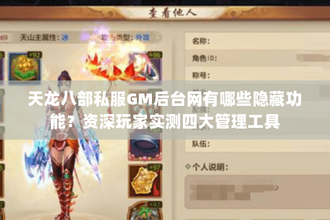 天龙八部私服GM后台网有哪些隐藏功能？资深玩家实测四大管理工具