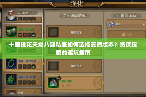 十里桃花天龙八部私服如何选择靠谱版本？资深玩家的避坑指南