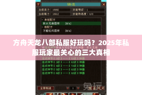 方舟天龙八部私服好玩吗?2025年私服玩家最关心的三大真相 方舟天龙八部私服好玩吗?2025年私服玩家最关心的三大真相