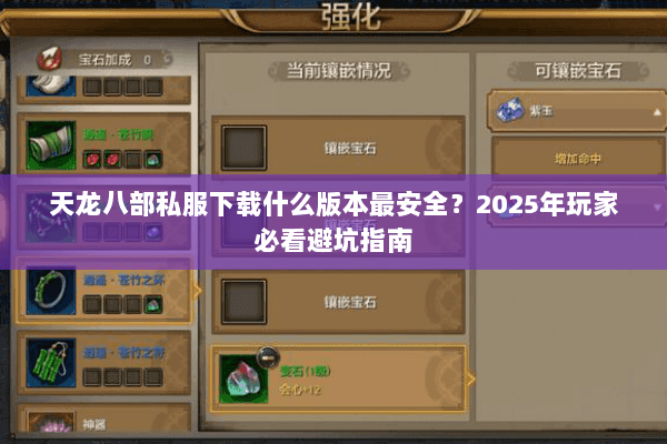 天龙八部私服下载什么版本最安全？2025年玩家必看避坑指南