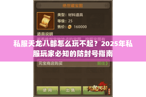 私服天龙八部怎么玩不起？2025年私服玩家必知的防封号指南