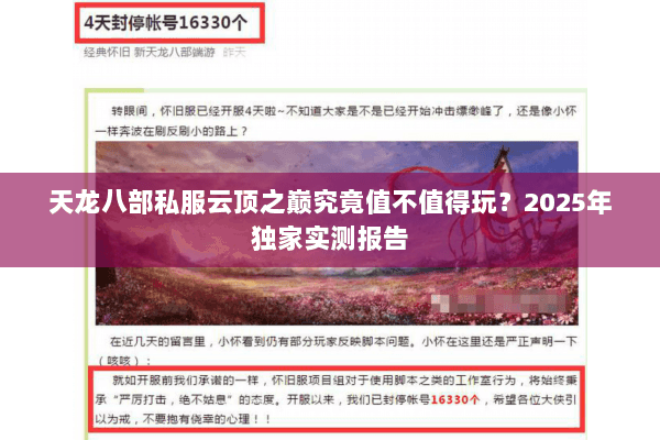 天龙八部私服云顶之巅究竟值不值得玩?2025年独家实测报告 天龙八部私服云顶之巅究竟值不值得玩?2025年独家实测报告