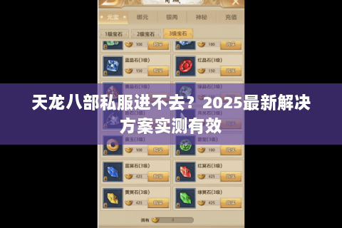天龙八部私服进不去？2025最新解决方案实测有效