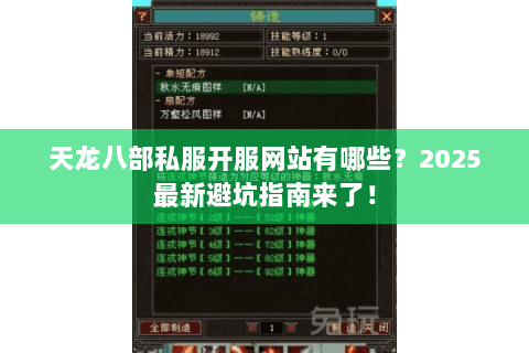 天龙八部私服开服网站有哪些?2025最新避坑指南来了! 天龙八部私服开服网站有哪些?2025最新避坑指南来了!