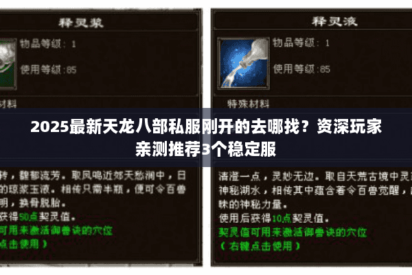 2025最新天龙八部私服刚开的去哪找?资深玩家亲测推荐3个稳定服 2025最新天龙八部私服刚开的去哪找?资深玩家亲测推荐3个稳定服