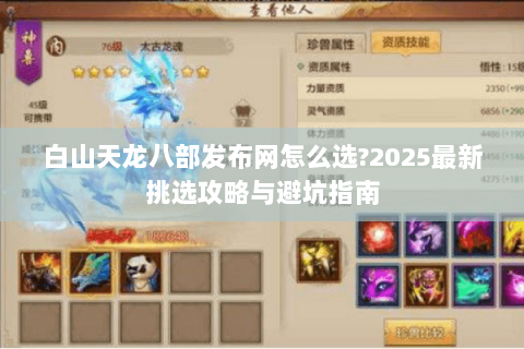 白山天龙八部发布网怎么选?2025最新挑选攻略与避坑指南 白山天龙八部发布网怎么选?2025最新挑选攻略与避坑指南