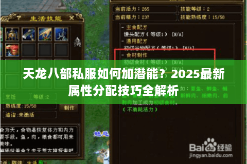 天龙八部私服如何加潜能？2025最新属性分配技巧全解析