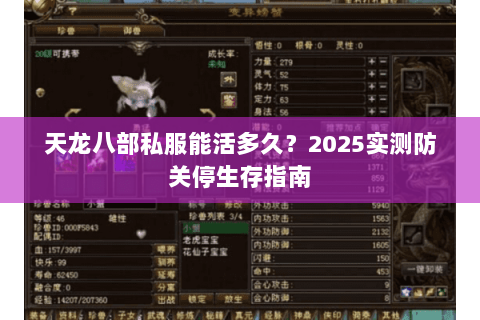 天龙八部私服能活多久？2025实测防关停生存指南