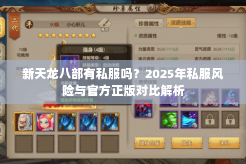 新天龙八部有私服吗？2025年私服风险与官方正版对比解析