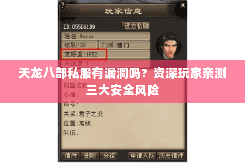 天龙八部私服有漏洞吗？资深玩家亲测三大安全风险