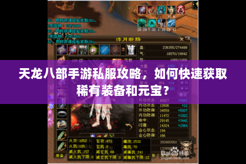 天龙八部手游私服攻略,如何快速获取稀有装备和元宝? 天龙八部手游私服攻略,如何快速获取稀有装备和元宝?